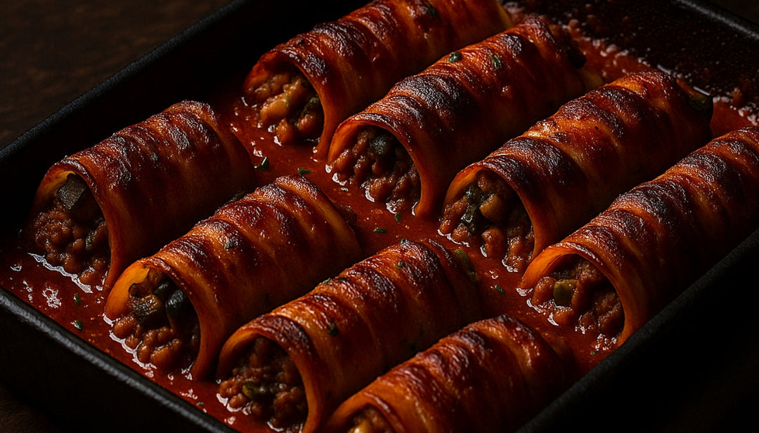 Gefüllte Cannelloni mit Bacon, Salsiccia und Gemüse