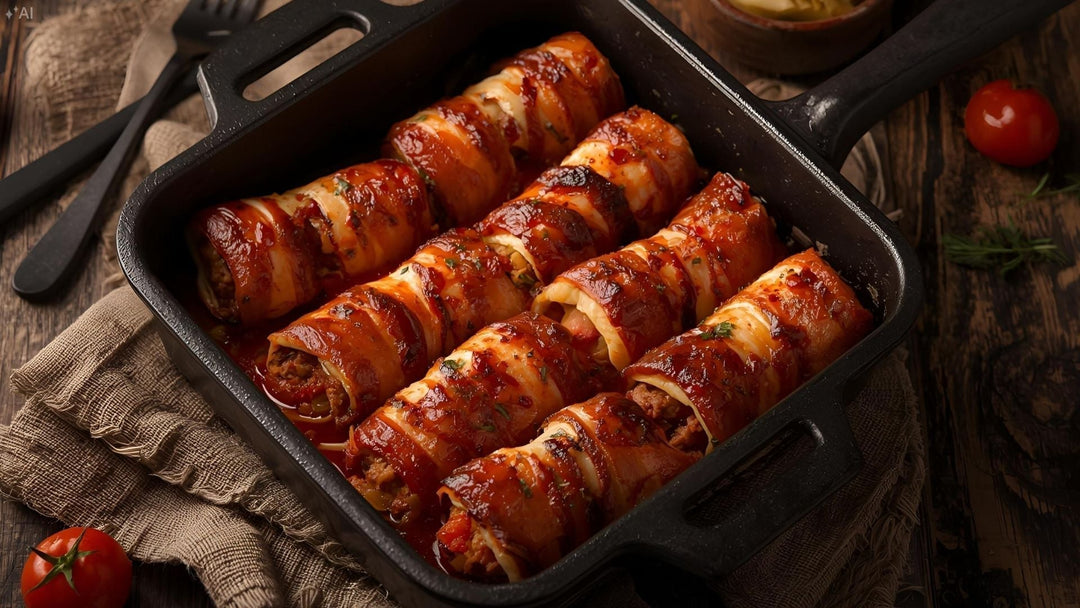 Gefüllte Cannelloni mit Bacon und Gemüse